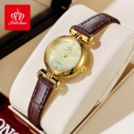 FateLove Jam Tangan Perempuan Original Waterproof Leather Casual Gold Ladies Watch